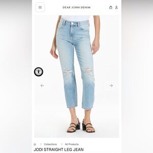Dear John Light Blue Straight Leg Jeans with Knee Distress